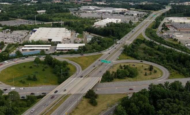 A view of a highway interchange along Route 17 in New York.